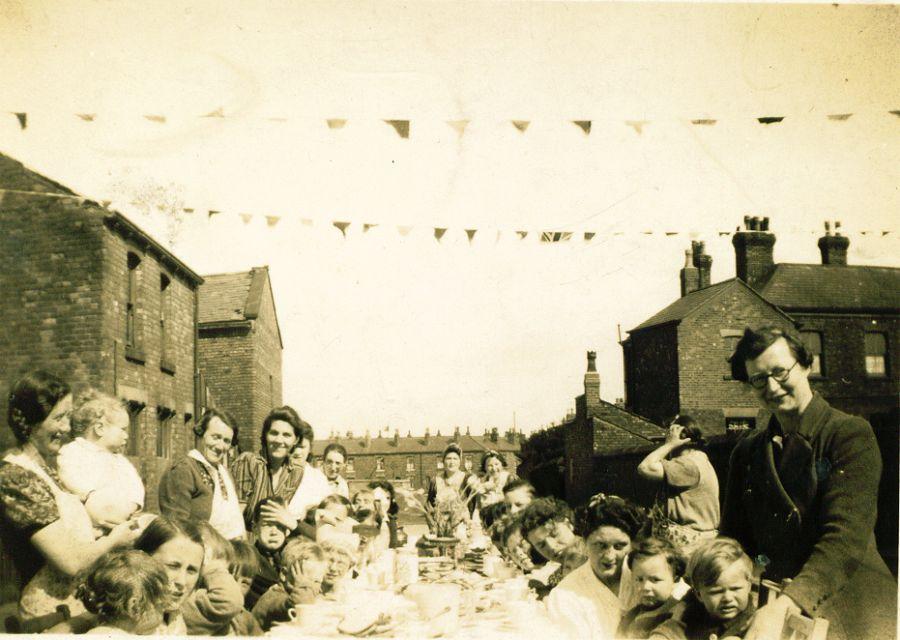 VE or VJ day in Millers Lane, Platt Bridge.