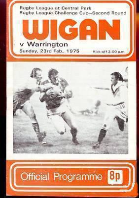 Programme Wigan v Warrington 23rd Feb 1975