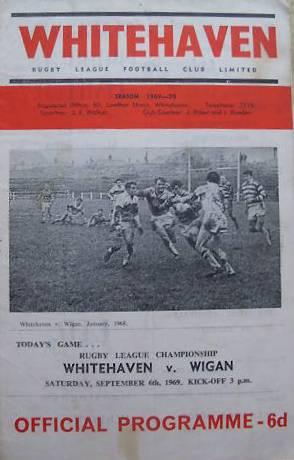 Programme Whitehaven v Wigan September 1969