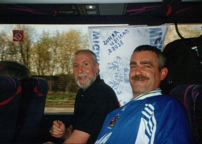 Phil (alias Tom selleck Magnum) Owen as father xmas on the coach to wembley. Phil (alias Tom selleck Magnum) Owen as father xmas on the coach to wembley.