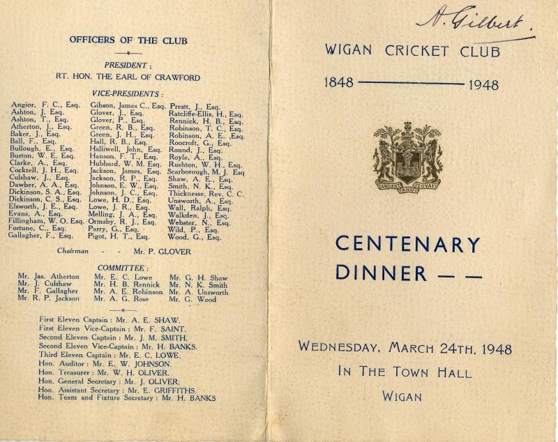 CENTENARY DINNER BROCHURE 1948 CENTENARY DINNER BROCHURE 1948