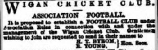 Birth of Football in Wigan Birth of Football in Wigan