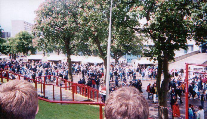 Looking down on the wigan army from top of the steps.