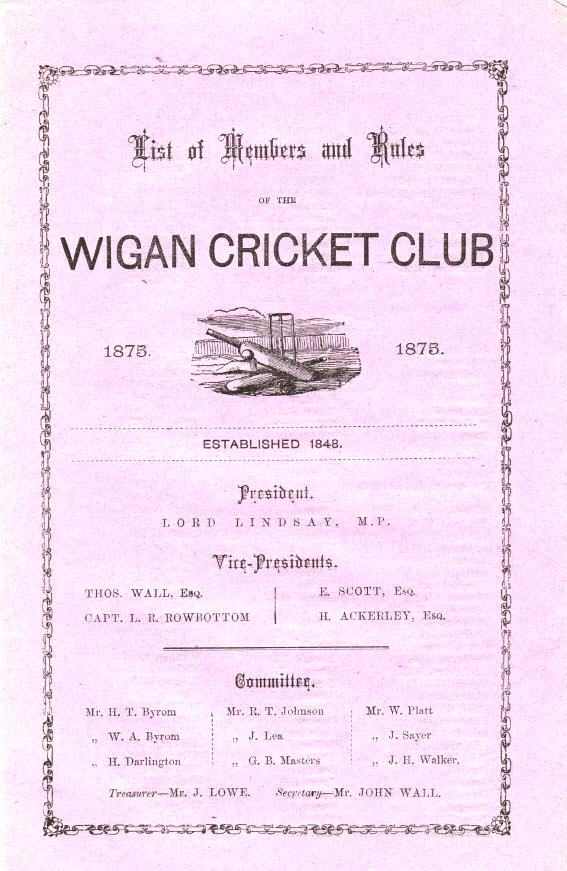 Wigan Cricket Club - 1875 Wigan Cricket Club - 1875