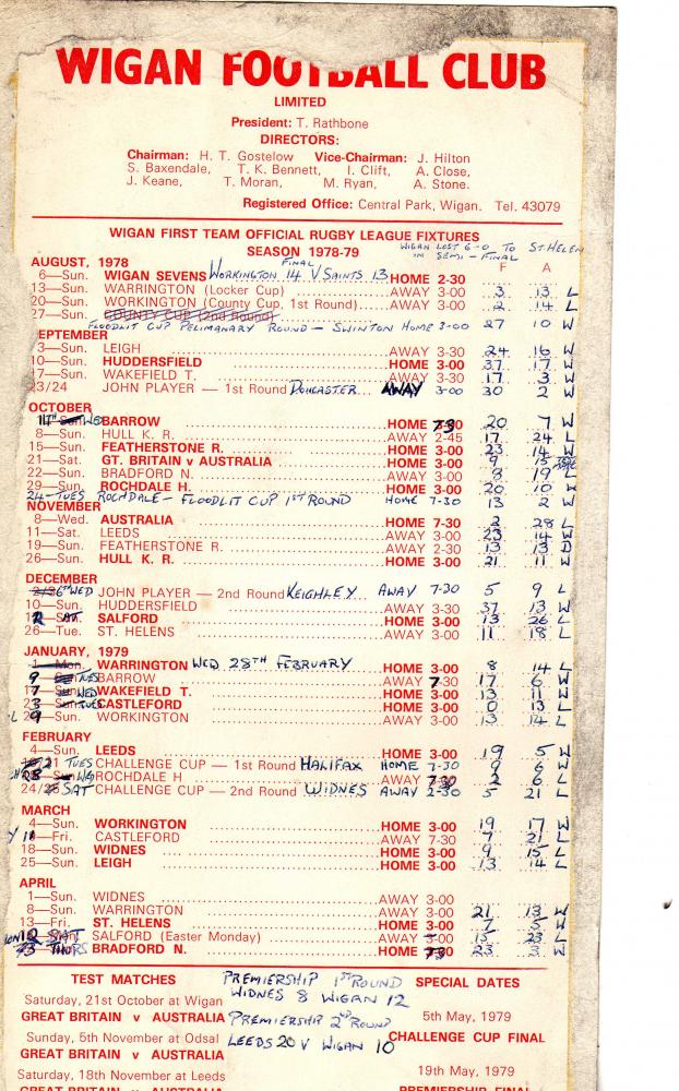 1978/79 fixtures 