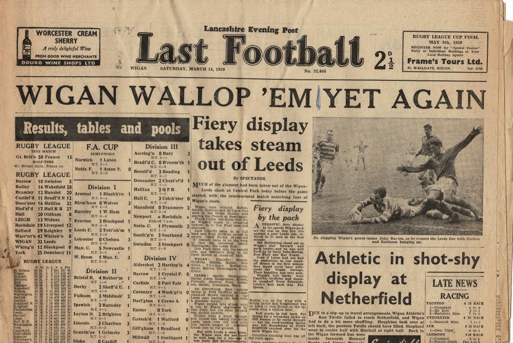 LAST FOOTBALL MARCH 14th 1959 LAST FOOTBALL MARCH 14th 1959