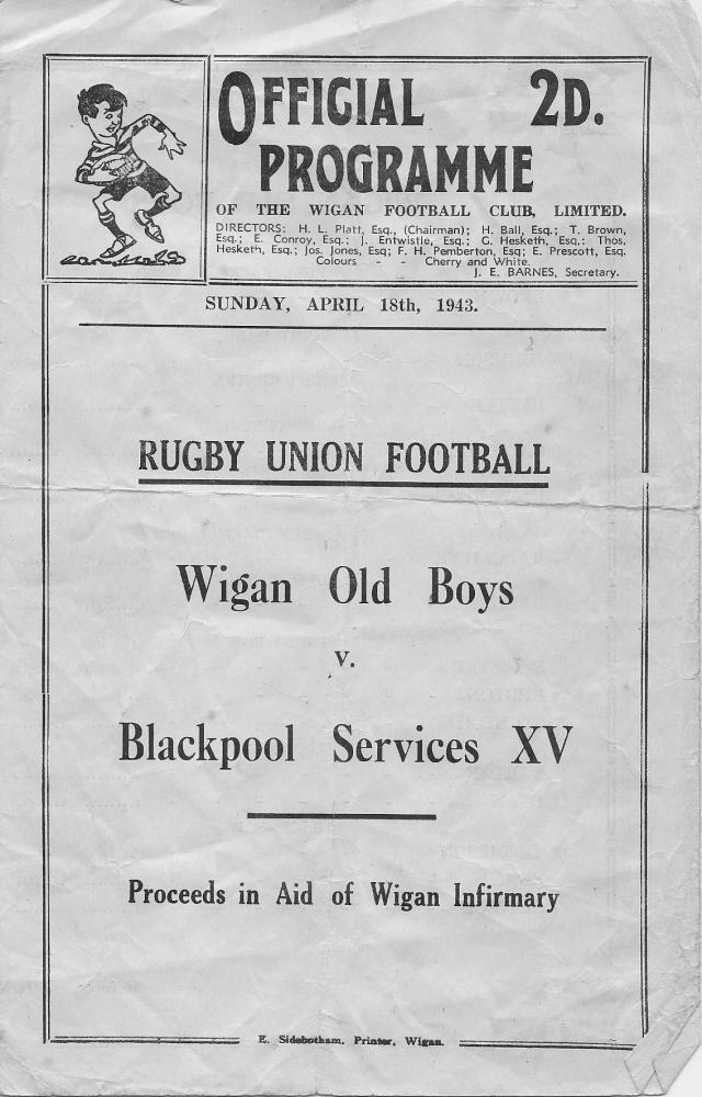Wartime Charity Match Programme Wartime Charity Match Programme