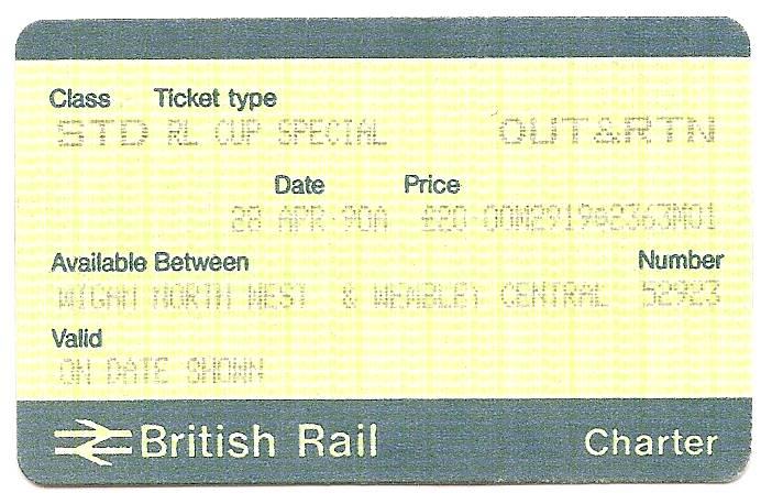 Train Ticket Challenge Cup Final 1990