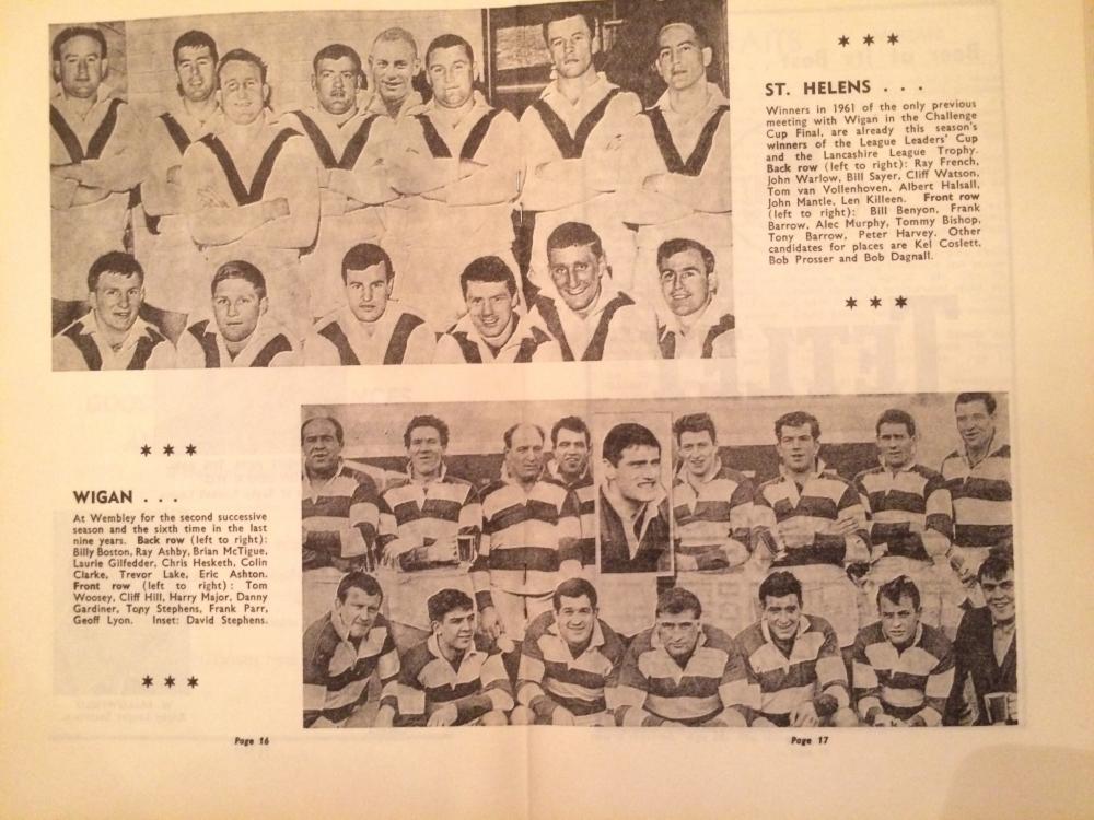 Wigan and St Helens Teams 21st May 1966