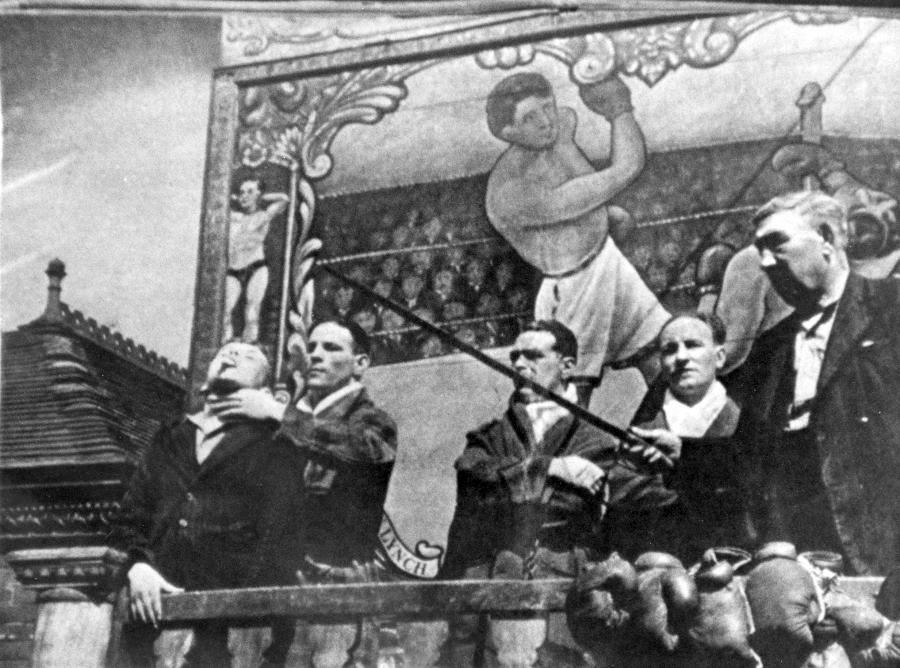 Bert Hughes' Boxing Booth, Wigan Fair, 1946.