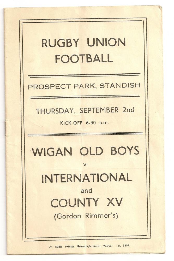 Wigan old boys programme Wigan old boys programme