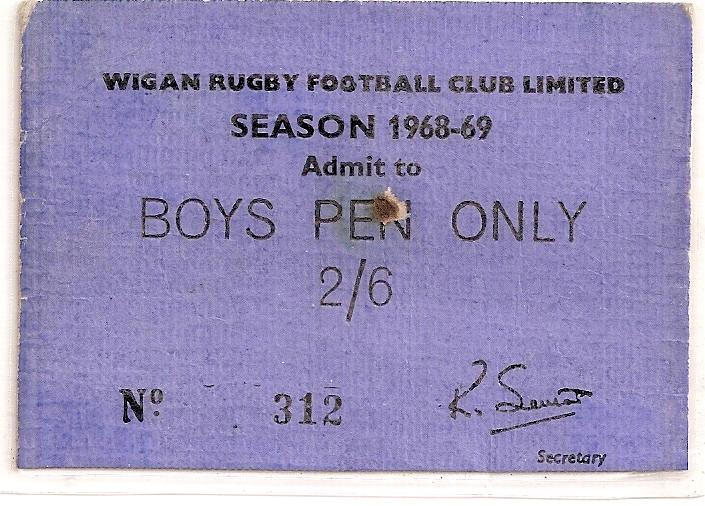 Old season ticket Boys Pen WRFC