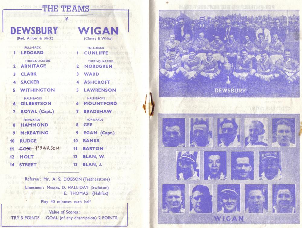 Championship Final Dewsbury v Wigan 1947