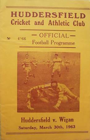 Programme Huddersfield v Wigan 30th March 1963