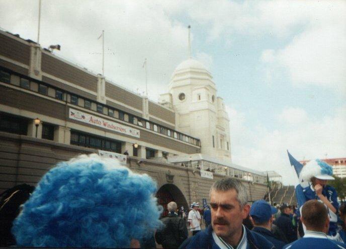Fans gather at Wembley. Fans gather at Wembley.