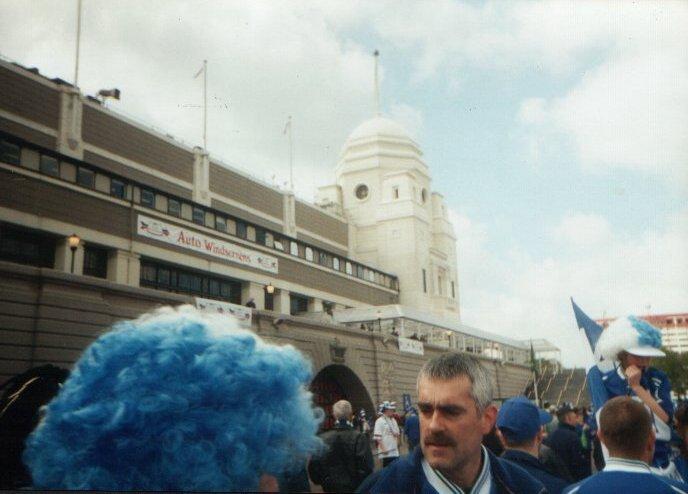 Fans gather at Wembley.