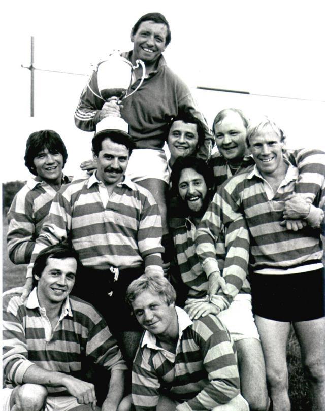 Springfield coach Ken Halliwell proudly shows off the trophy after coaching his team to victory in a seven a side tournament 1981. Springfield coach Ken Halliwell proudly shows off the trophy after coaching his team to victory in a seven a side tournament 1981.