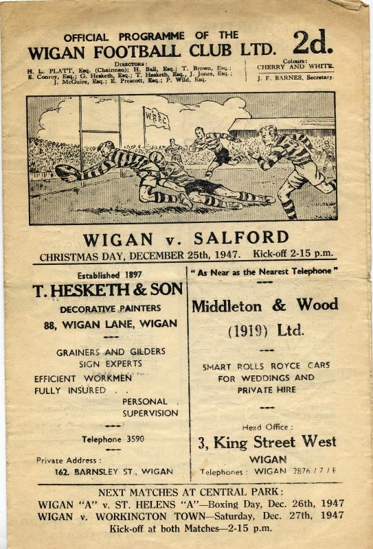 Wigan v Saford 25-12-47 Wigan v Saford 25-12-47