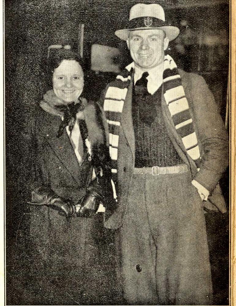 Mr & Mrs Sullivan Photographed at Waterloo station prior to departure 