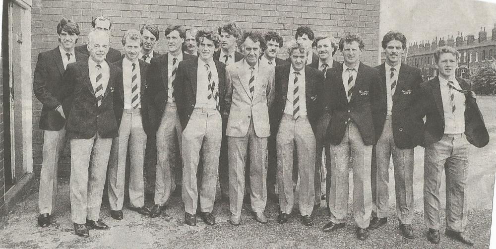 The Latics team in their new suits in 1983.