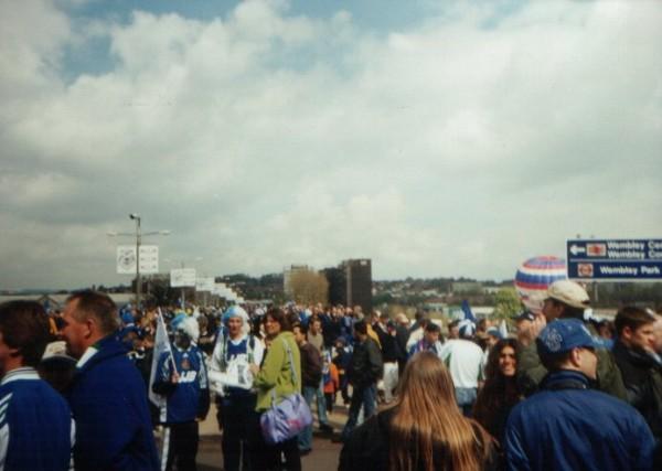 The gathering of the pie eaters on wembley way.