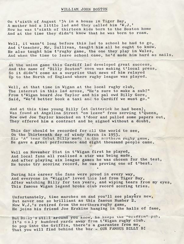 Billy Boston Poem Billy Boston Poem