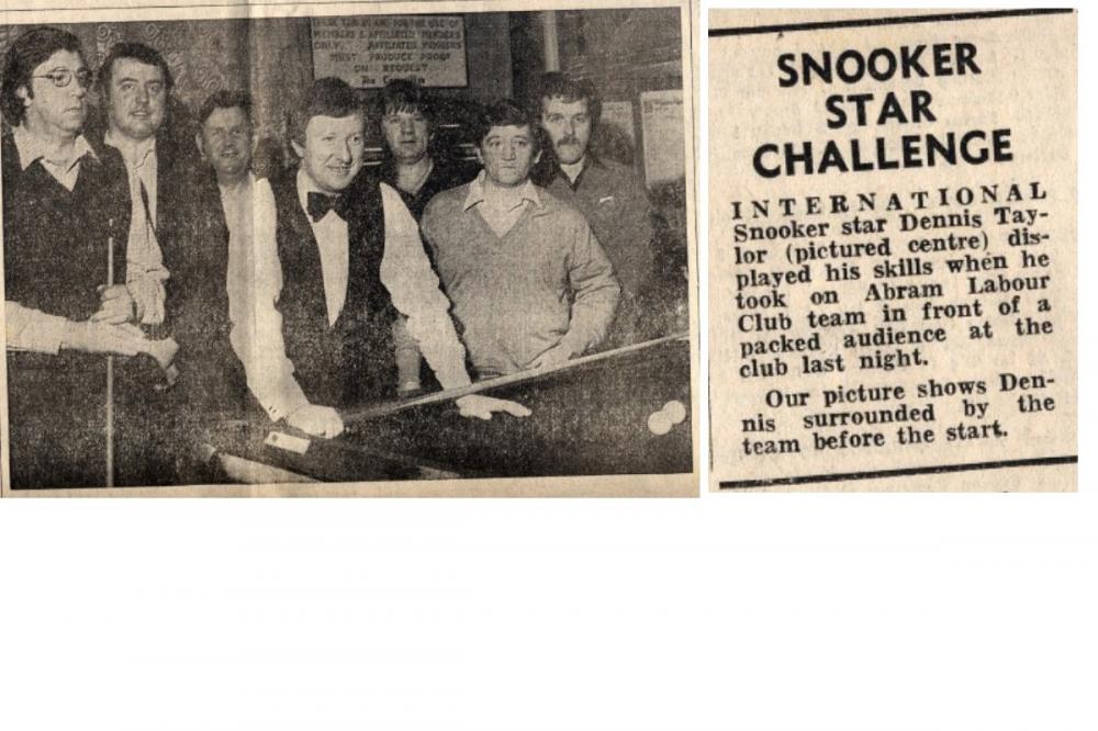 DENNIS TAYLOR at ABRAM LABOUR CLUB 1980 DENNIS TAYLOR at ABRAM LABOUR CLUB 1980