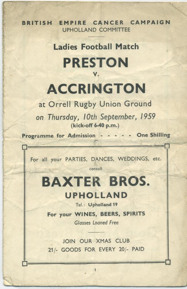 PRESTON LADIES v ACCRINGTON LADIES 1959