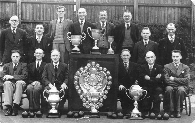 Bowls Team  - with Trophies - 1950's