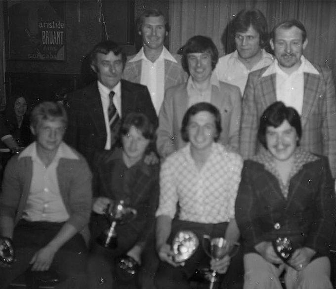 A presentation night with Wigan RL players Bill Francis, Brian Gregory and Ray Martland. c1975/6.