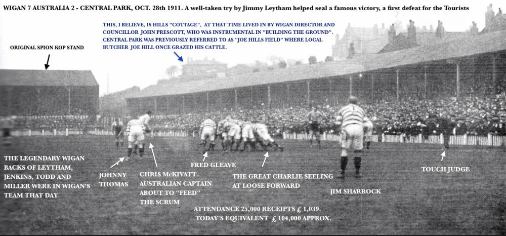 Wigan 7 Australia 2 at Central Park October 28th 1911