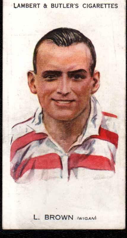Lambert & Butler cigarette card of L. Brown. Lambert & Butler cigarette card of L. Brown.