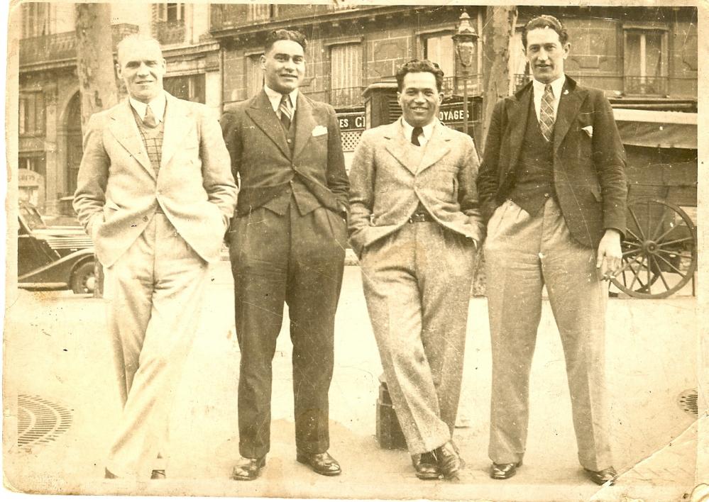 Charlie Seeling (Junior), Len Mason, George Nepia, France,mid 1930s