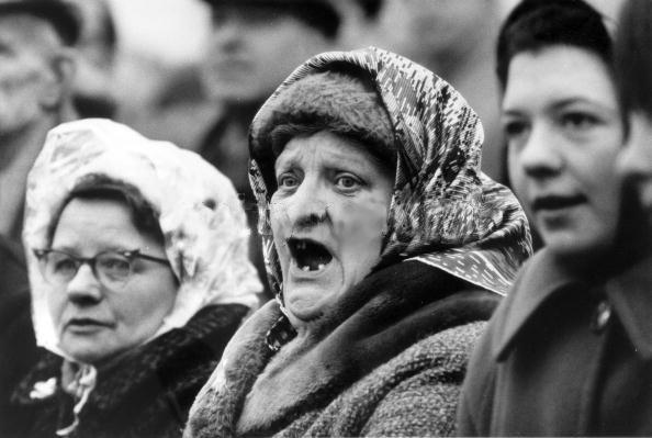 Supporters at a rugby league match at Wigan  1968