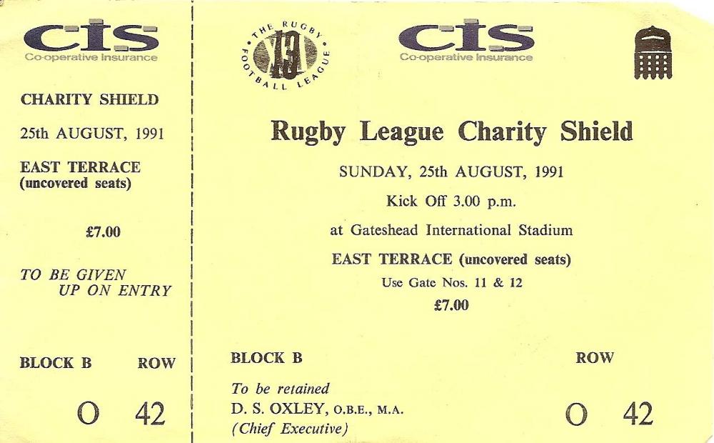 Charity Shield Ticket 1991