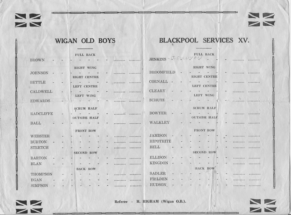 Wartime Charity Match Programme - teamsheet Wartime Charity Match Programme - teamsheet