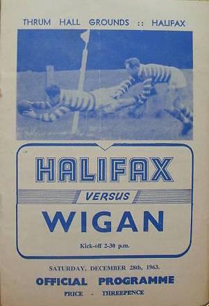 Programme Halifax Wigan 28 Dec1963