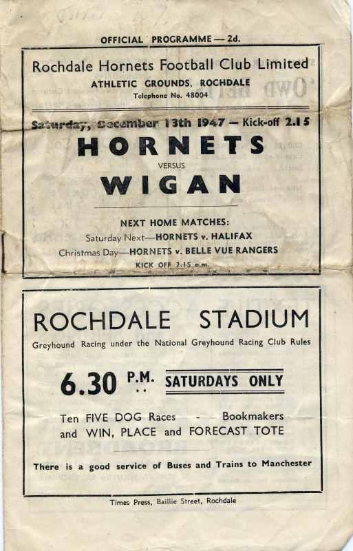 Rochdale v Wigan programme Rochdale v Wigan programme