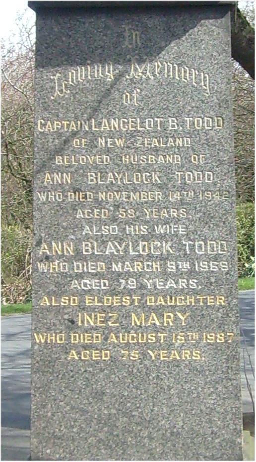 Lance B. Todd Grave Inscription