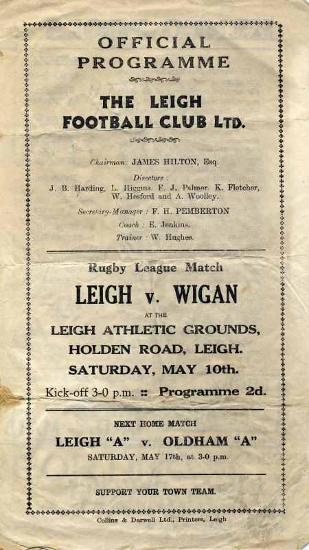 Leigh v Wigan programme Leigh v Wigan programme