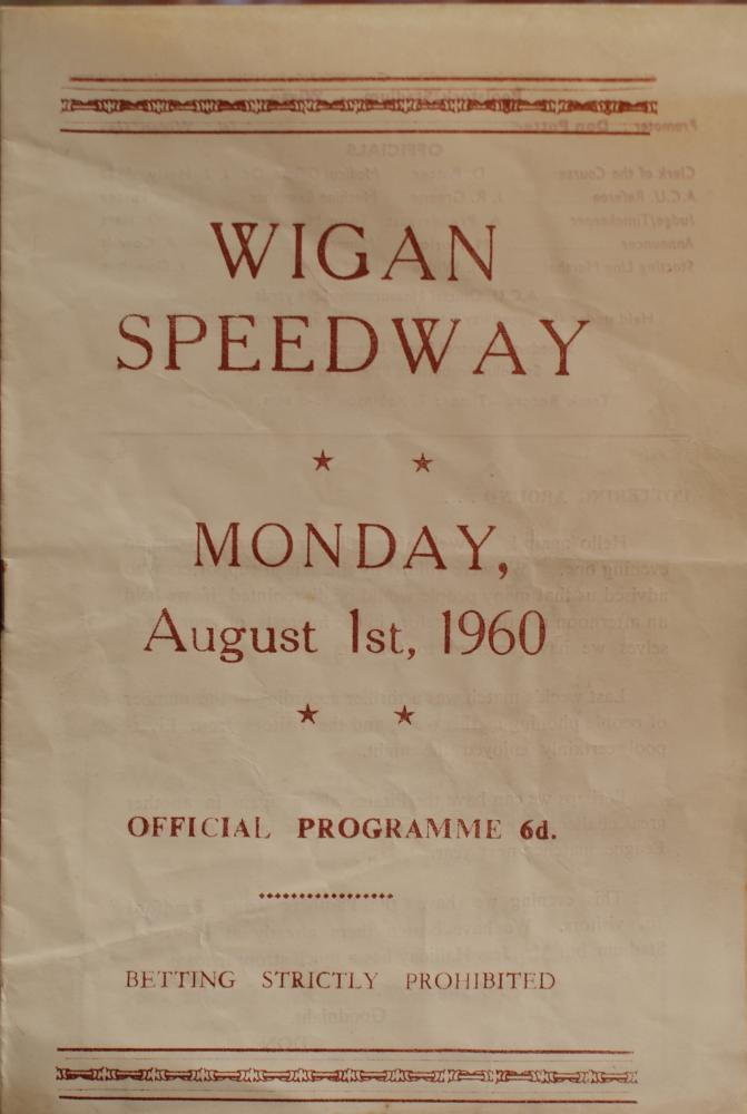 WIGAN SPEEDWAY PROGRAME