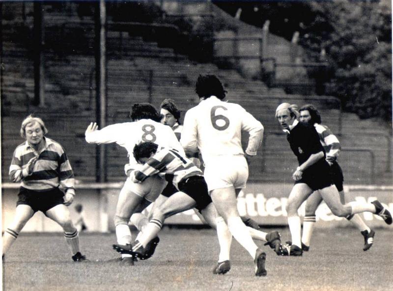 Joe Pendlebury, Springfield making a tackle during the Ken Gee cup final, 1978. Joe Pendlebury, Springfield making a tackle during the Ken Gee cup final, 1978.