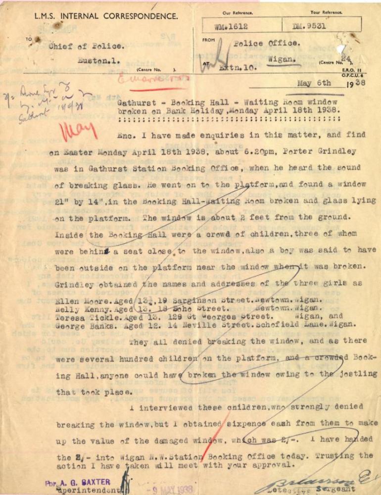 War time Police report, Gathurst, 1938