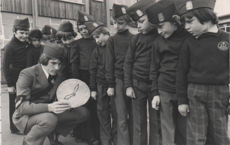 Ince BB in the 1970s - officer Clive Doran (now Rev Doran).