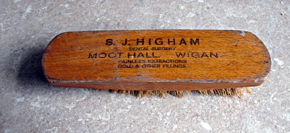 S.J.Higham Dentist. Advertising Clothes Brush.