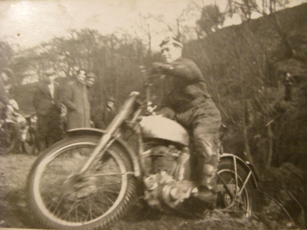Geoff Duke on Trial-bike