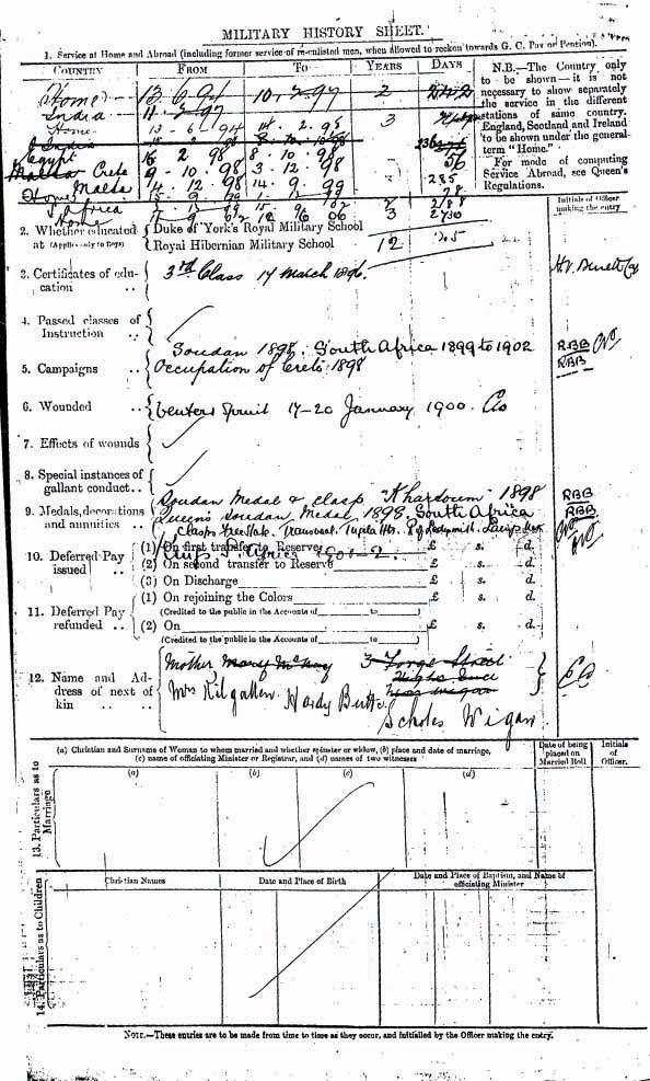 Private McNay Service Record