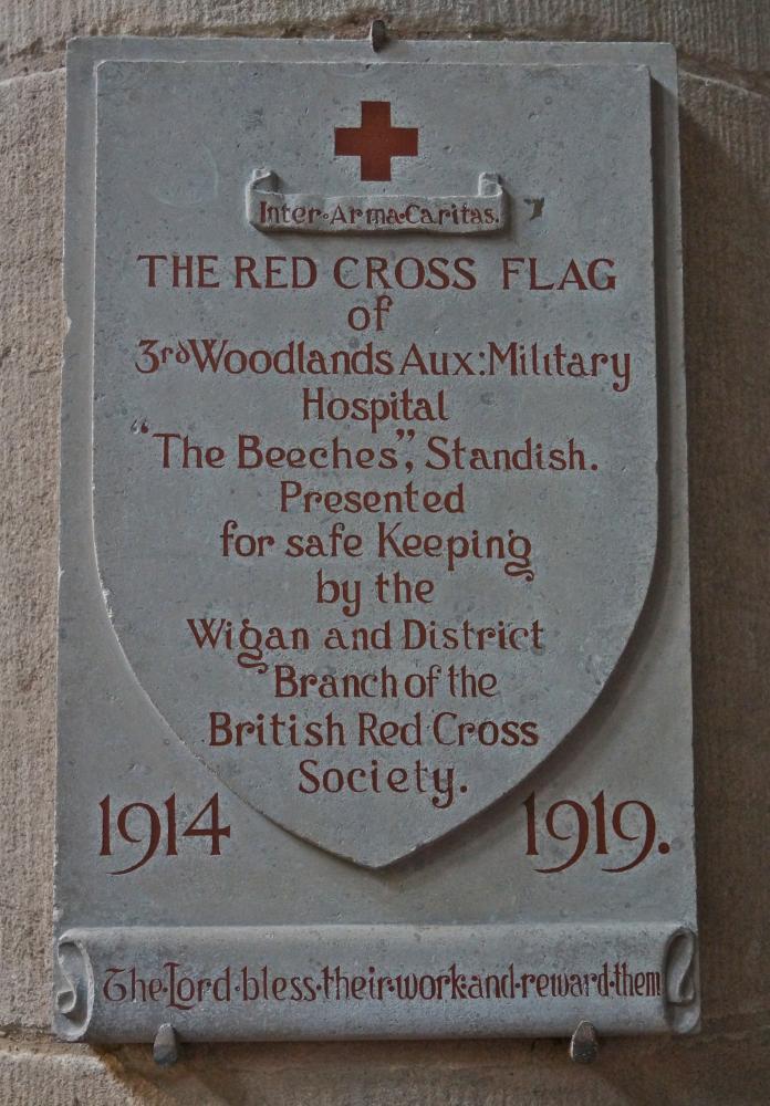 Red Cross Hospital Plaque in St Wilfrid's Church, Standish Red Cross Hospital Plaque in St Wilfrid's Church, Standish