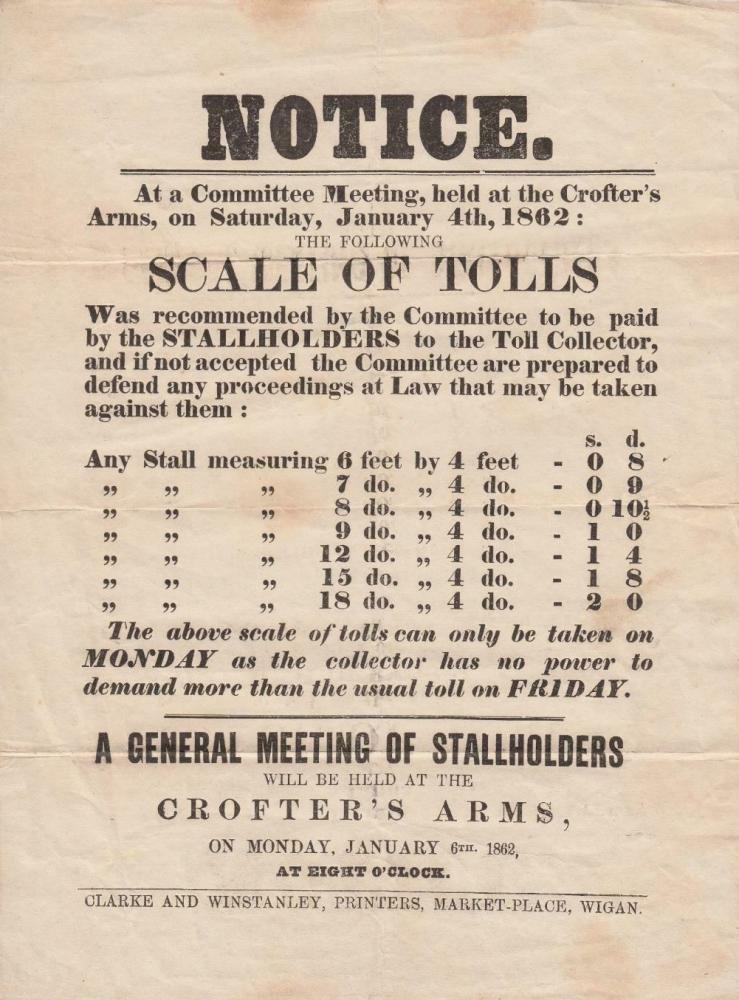 STALL TOLLS 1862 STALL TOLLS 1862