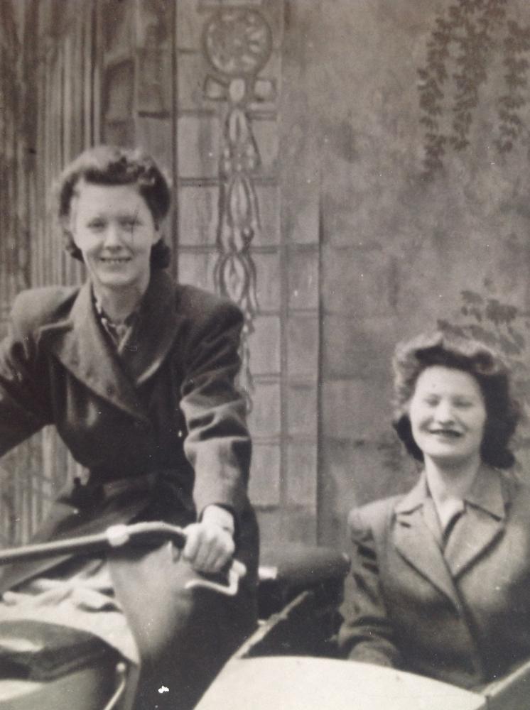 Peter Crossland's mam going for a ride in the sidecar. Peter Crossland's mam going for a ride in the sidecar.